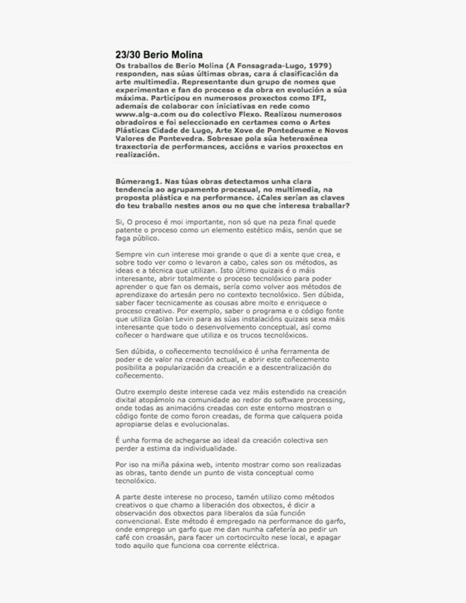 Entrevista a Berio Molina por Xosé Manuel Lens
