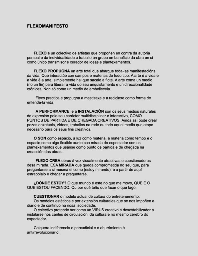 Flexomanifestos. Manifestos do Colectivo Flexo